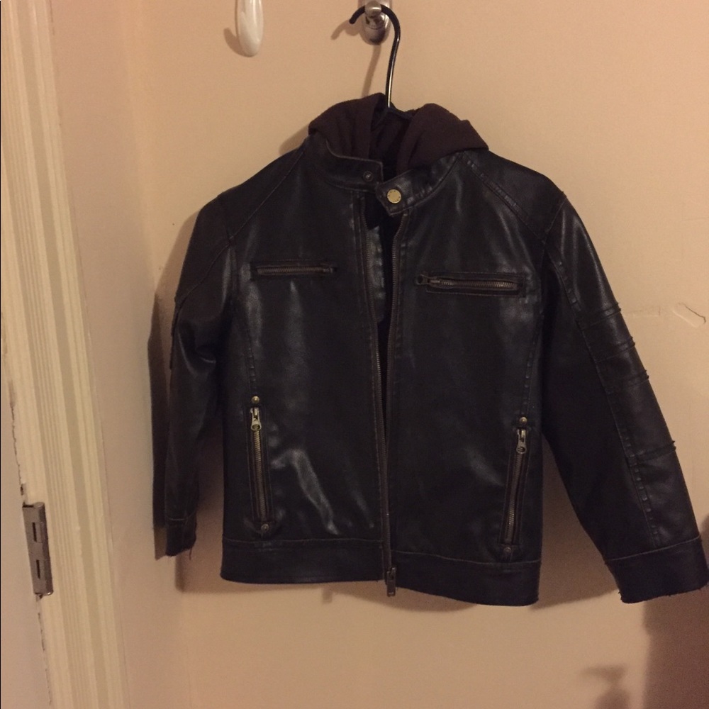 Boys Faux distressed leather jacket